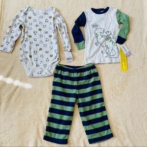 🎉HP🎉 Carter’s Dino PJ Set + Bear Onesie 18M NWT